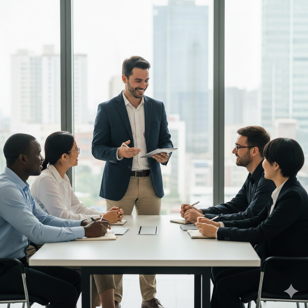 Pessoa do time de Recursos humanos conduzindo uma pesquisa de clima com os funcionários para iniciar as ações ligadas a nova NR-1.