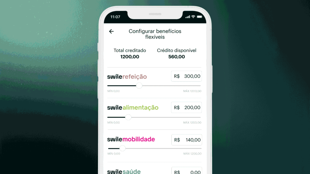 Captura de imagem do app do cartão Swile.